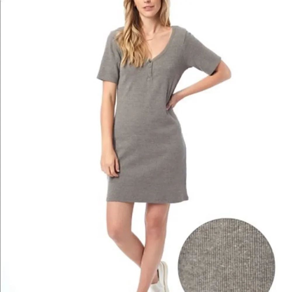 Alternative Apparel VNeck Henley Vintage Rib Dress